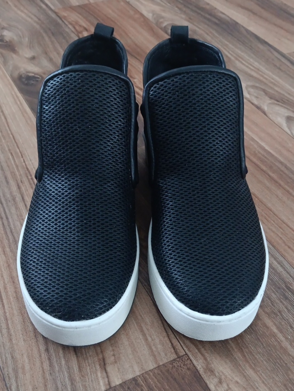 Donald J. Pliner Carole  Black Mesh Slip-On Wedge Sneakers